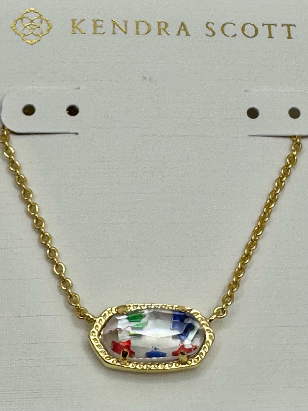 Kendra Scott Elisa Gold Short Pendant Necklace Red Blue Green Star Illusion NEW
